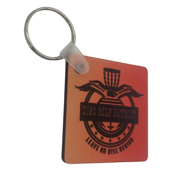Disc Golf Keychain DISCGOLF PATRIOT Orange Red Gradient Custom Made Key Ring - Picture 6 of 7